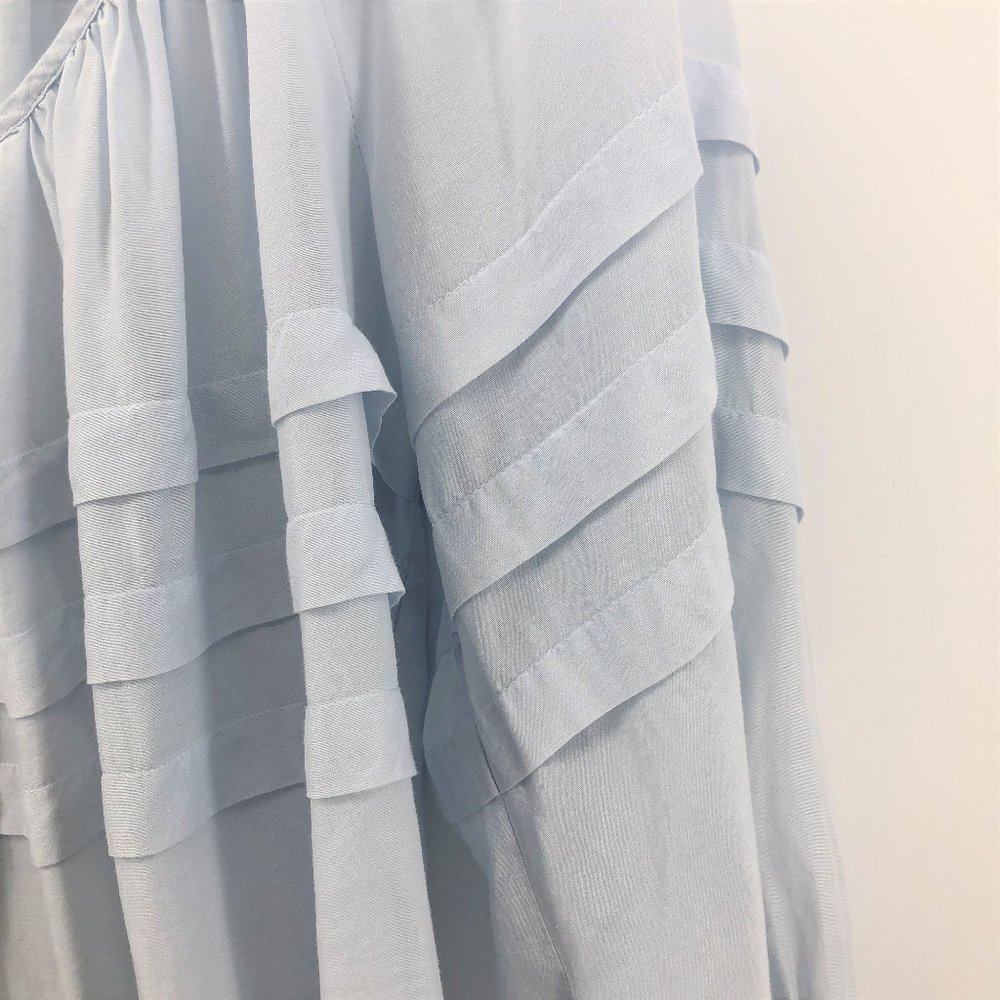 MAX STUDIO Peasant Ruffle Long Sleeve Blouse Blue - Picture 4 of 7